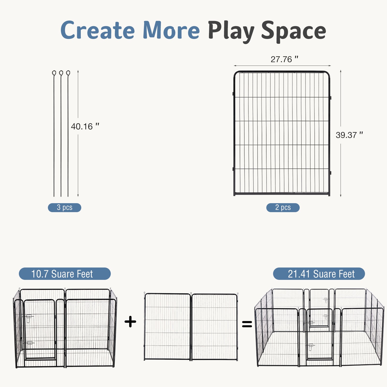 Foldable Metal Pet Fence with Door – Outdoor Playpen for Small, Medium & Large Dogs