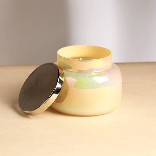 Pastel Yellow Scented Candle Jar with Lid Elegant Decor