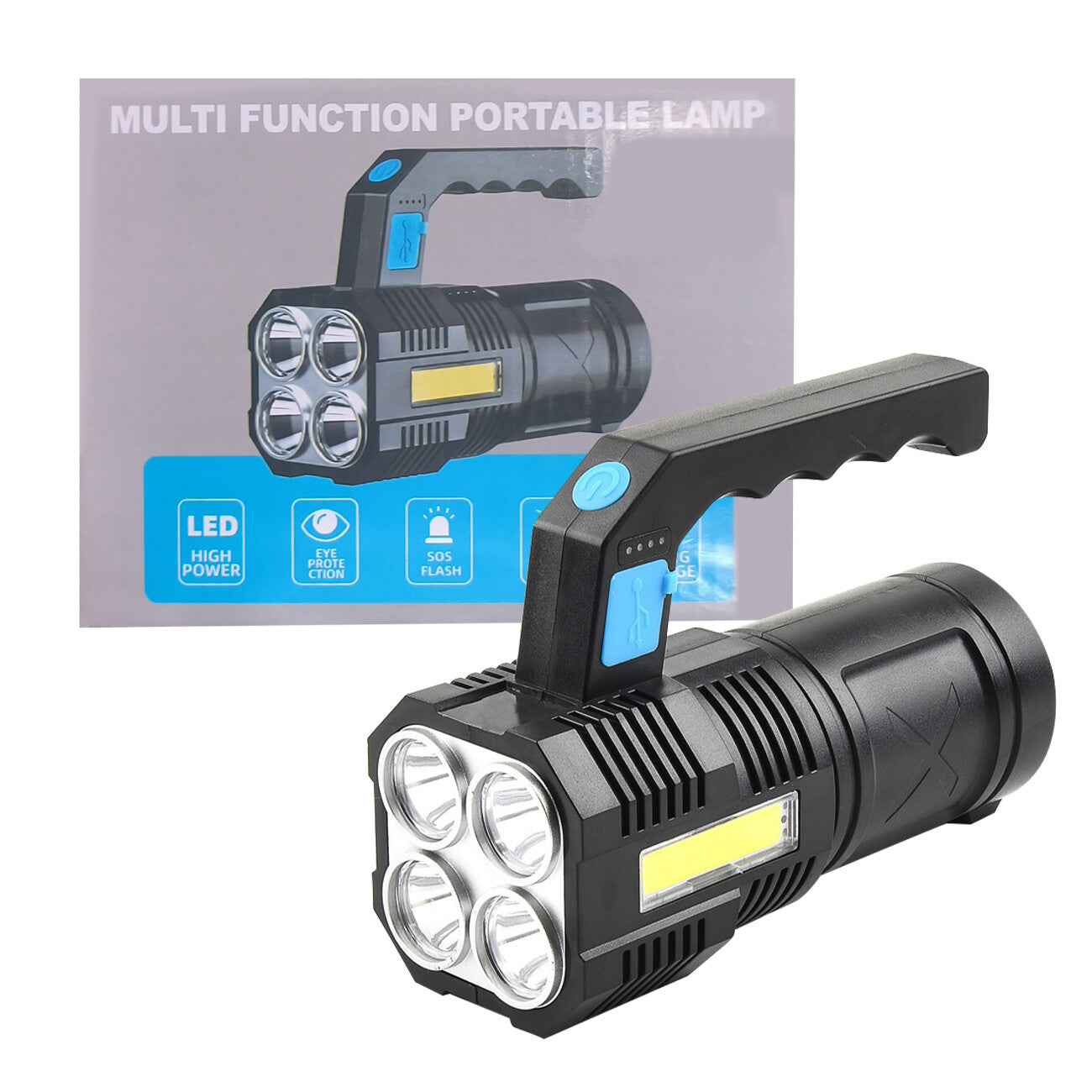 USB Rechargeable LED Flashlight COB Work Light Waterproof Torch