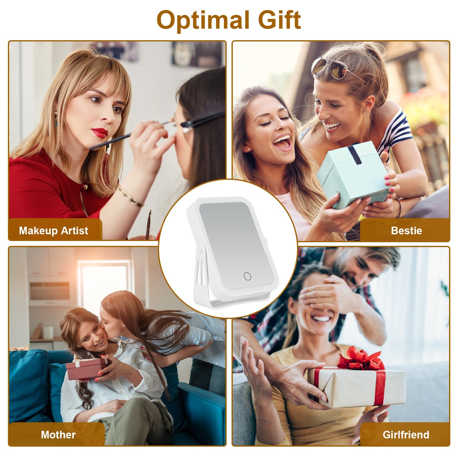10X Lighted Makeup Mirror USB Rechargeable Travel Touch LED