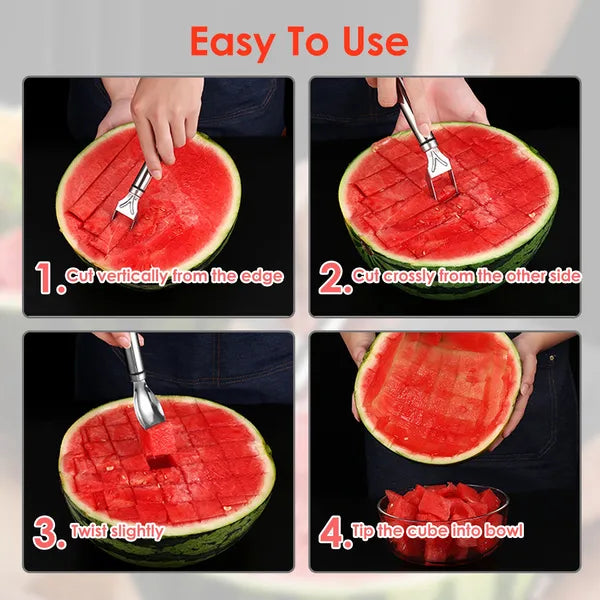 5PCS Watermelon Cutter Slicer Fork Stainless Steel Tool