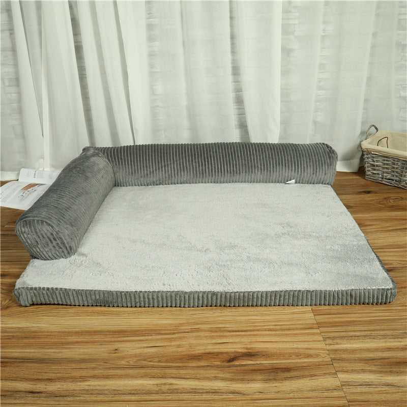 Corduroy Pet Dog Bed Soft Washable Sofa Bed Non Slip Bottom