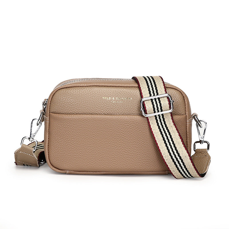 Top Layer Cowhide Small Square Bag Fashion Simple Shoulder Messenger Bag