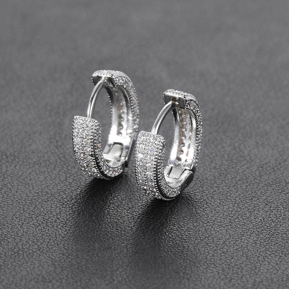 Luxury Zircon Hoop Earrings for Men Stylish Hip Hop Jewelry