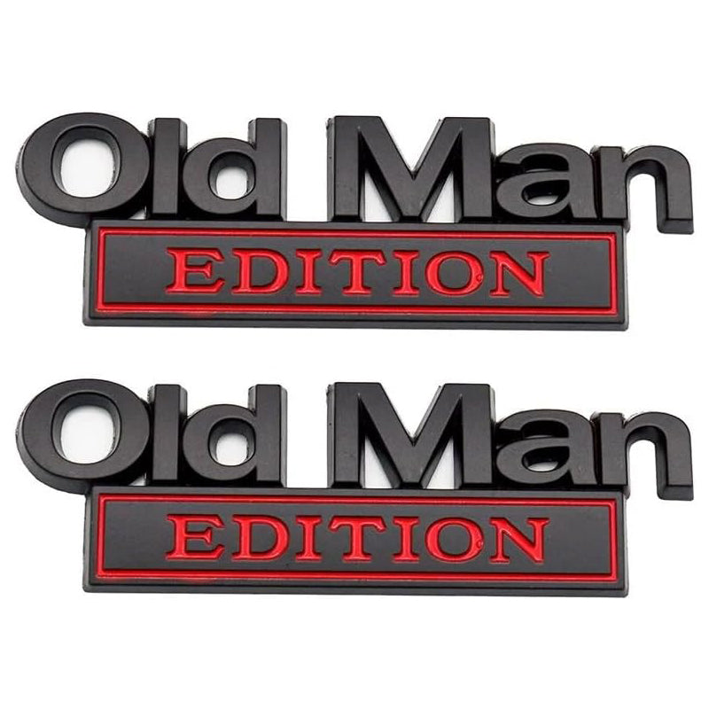 2PCS Old Man Edition 3D Metal Car Emblem Badge