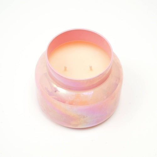 Pink Lustre Scented Candle Jar Elegant Fragrance Decor
