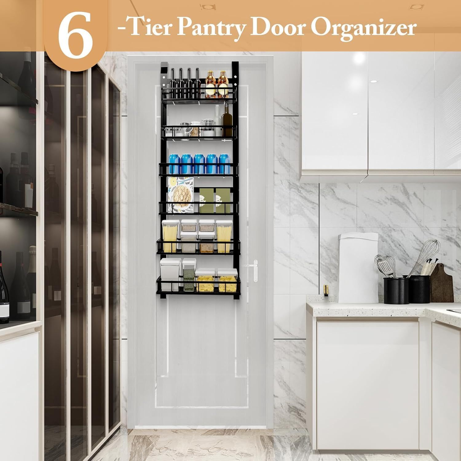 Behind Door Storage Rack Metal Hanging Spice Organizer Adjustable