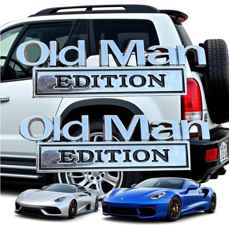 2PCS Old Man Edition 3D Metal Car Emblem Badge