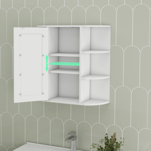 Wall Mounted Bathroom Mirror Cabinet with Shelves White