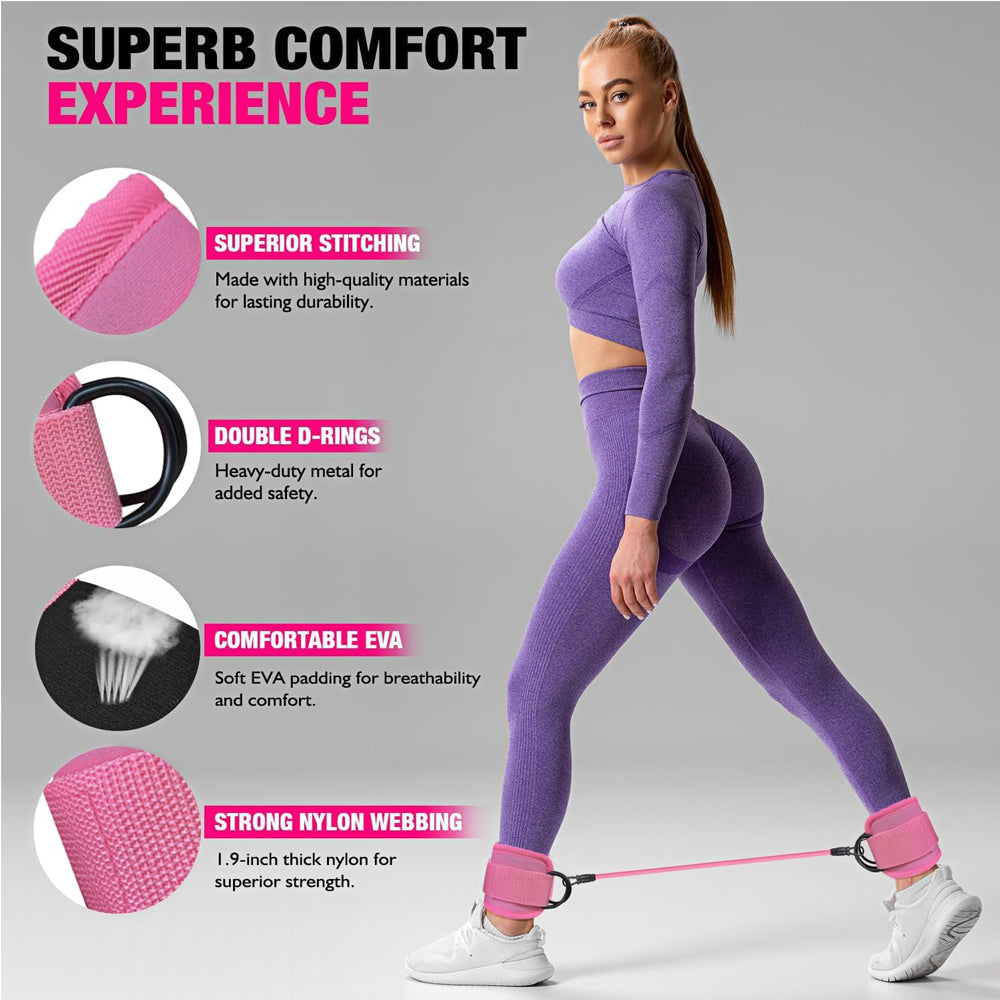 Ankle Resistance Bands with Cuffs for Leg & Glute Workout