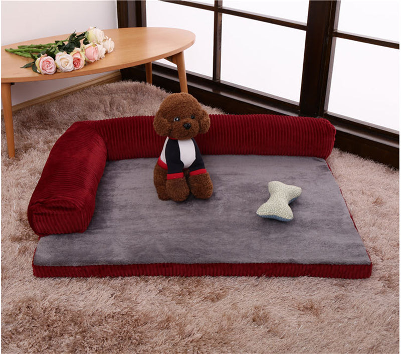 Corduroy Pet Dog Bed Soft Washable Sofa Bed Non Slip Bottom