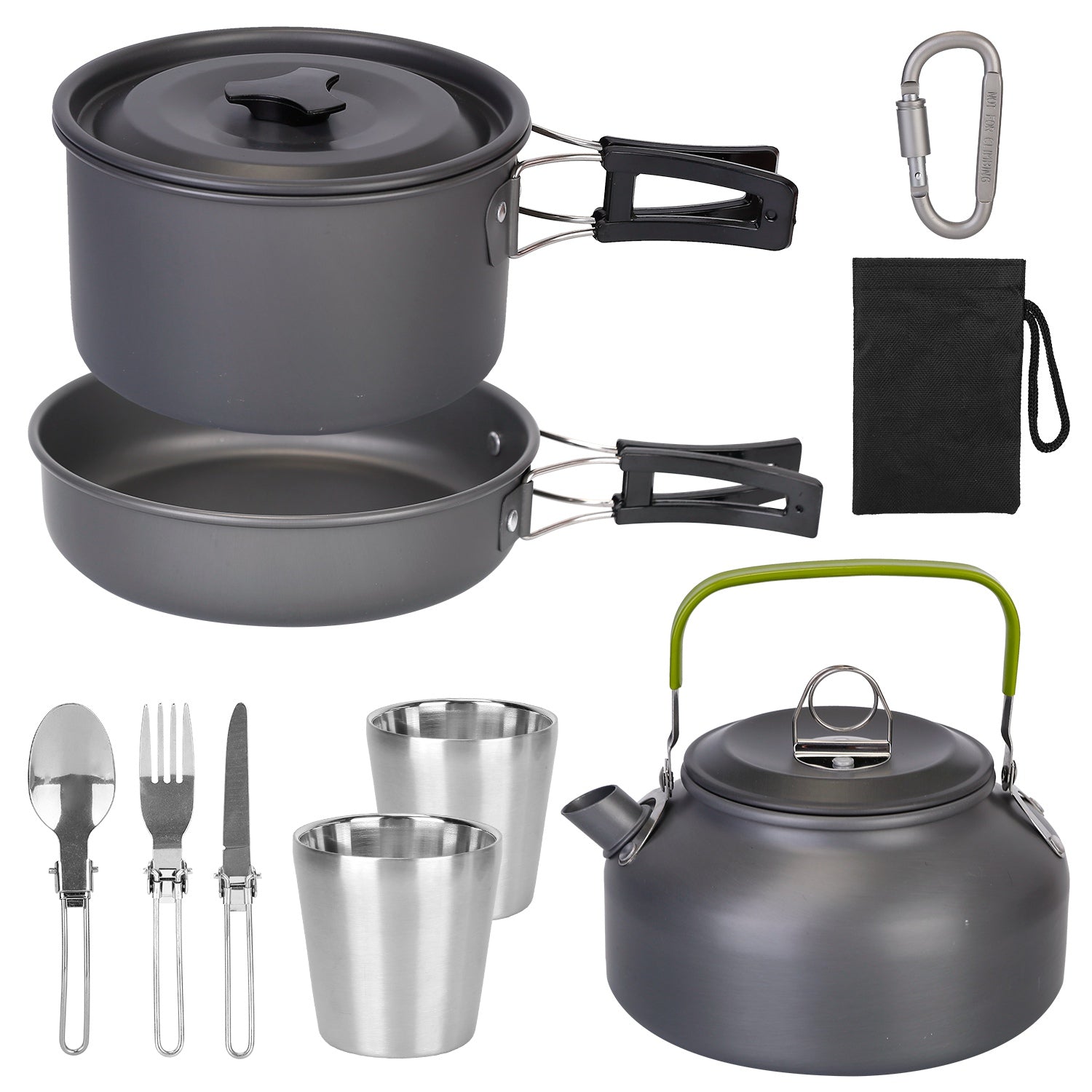 12Pcs Camping Cookware Set Aluminum Pot Pan Kettle Outdoor Kit