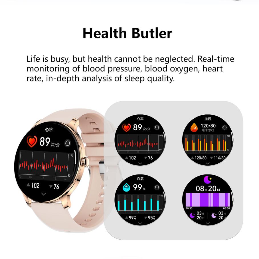 Ultra Slim Smartwatch for Men Women AMOLED Fitness Watch IP67 Waterproof