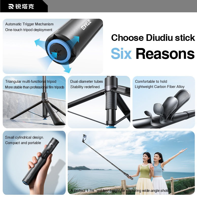 67in Selfie Stick Tripod with Remote Rotatable Phone Stand