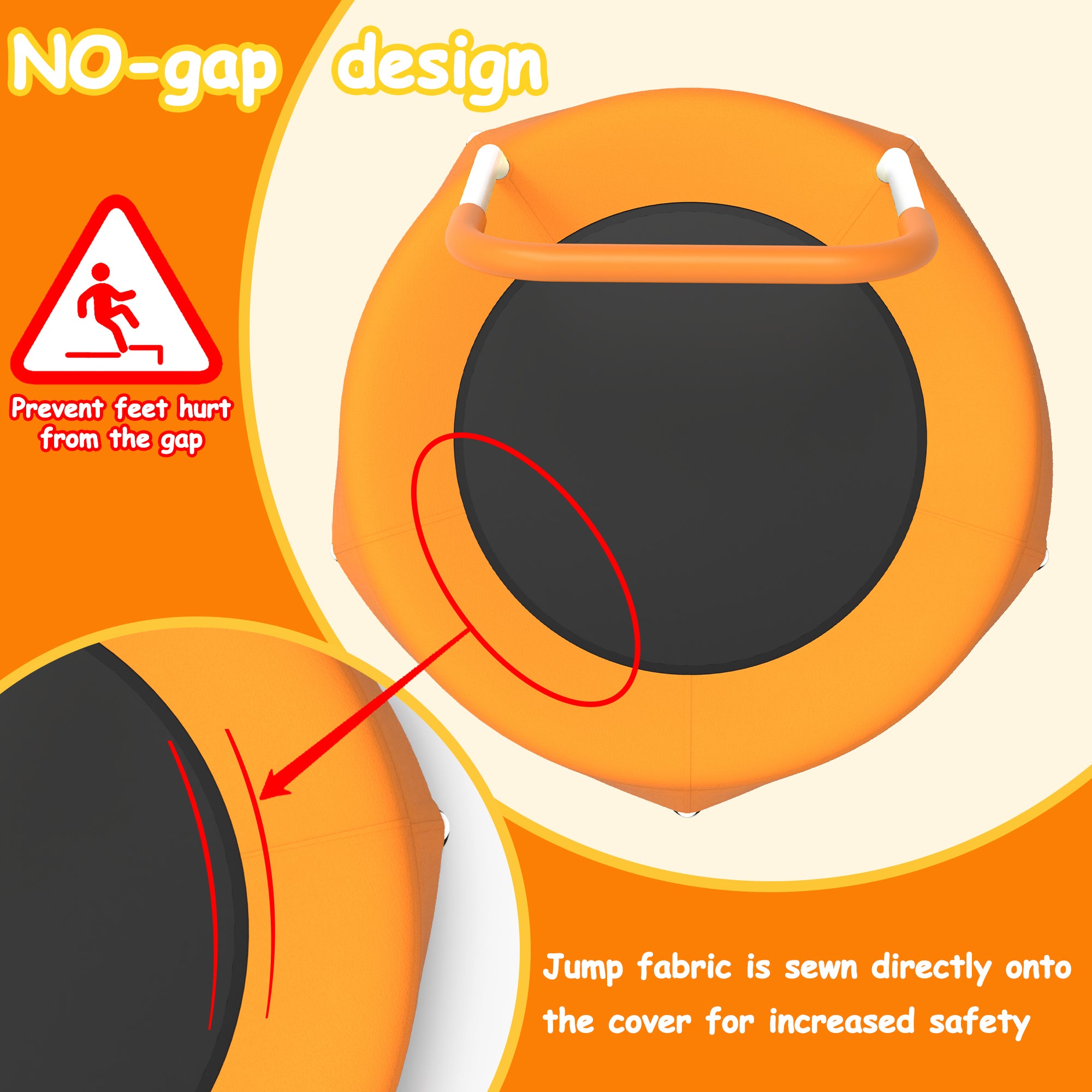 Toddler Mini Trampoline with Handle Safe Indoor Outdoor Play