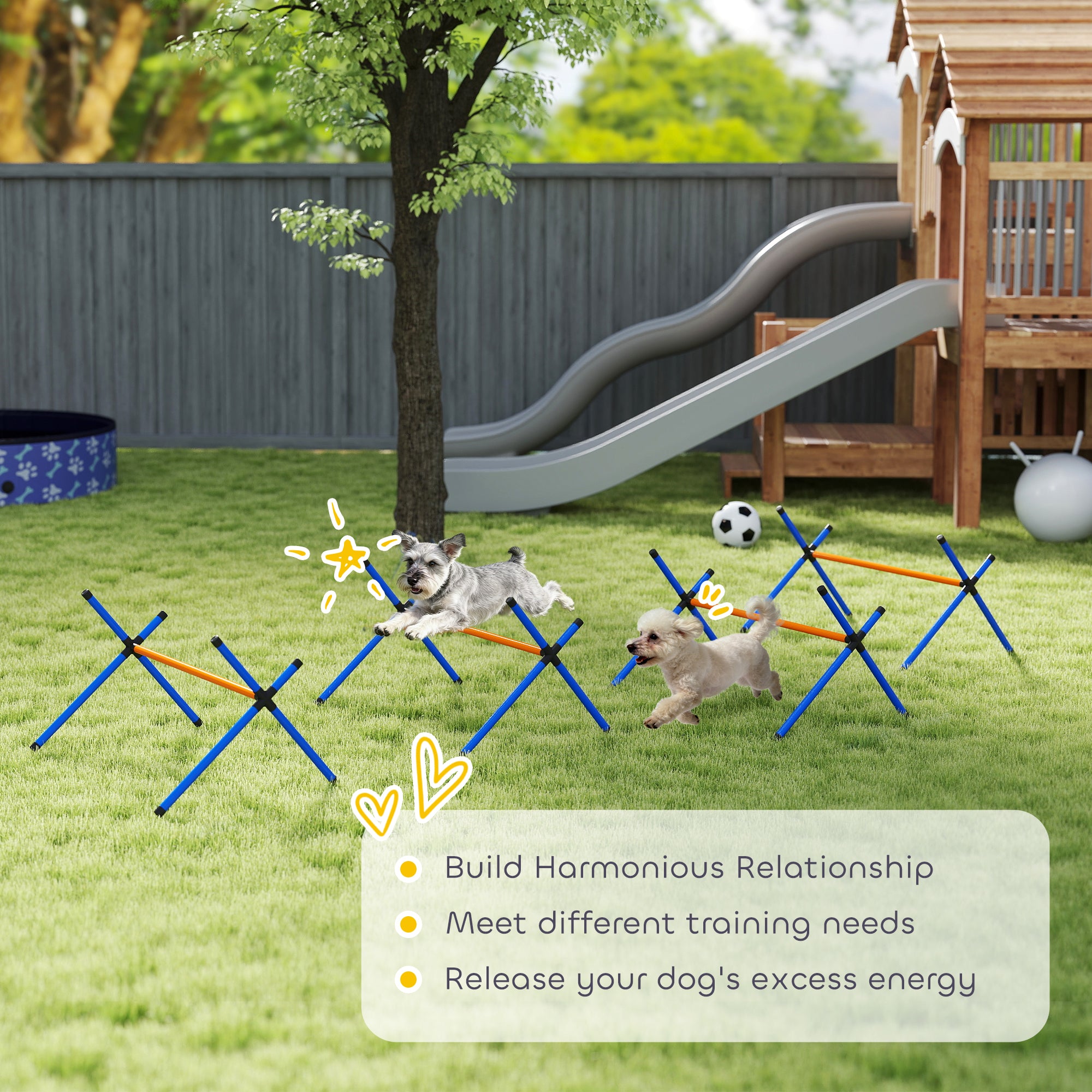 4-Piece Dog Agility Training Set – Adjustable Jump Bar Course for Indoor & Outdoor Use
