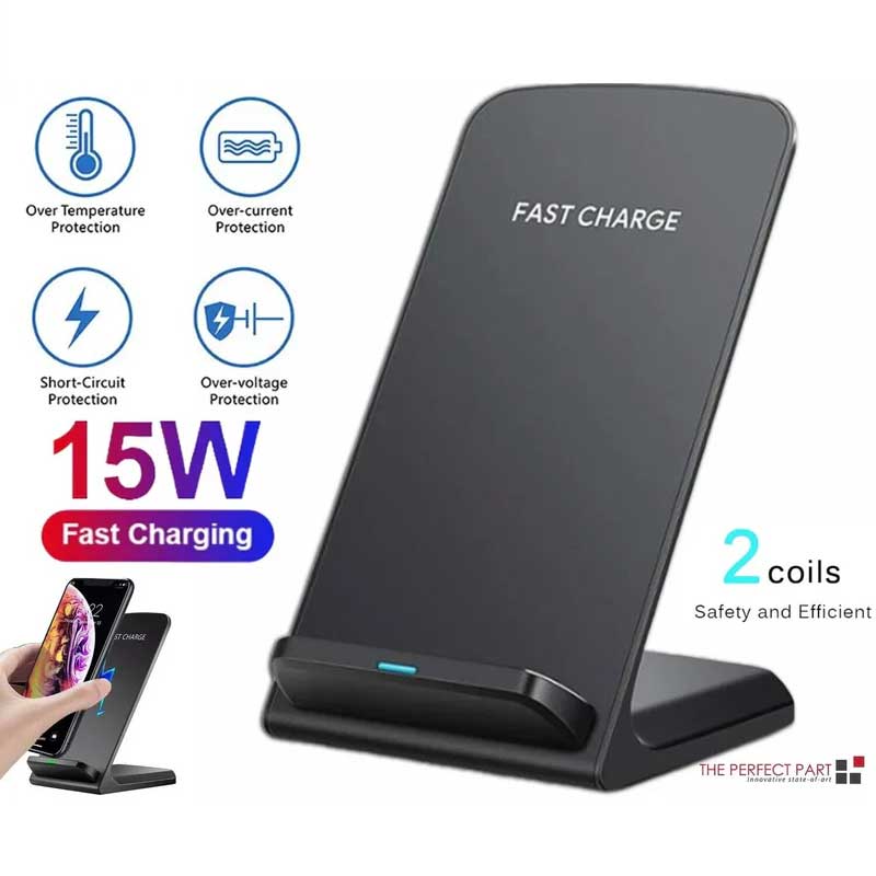 Qi Wireless Fast Charger Stand Dock for Galaxy and Smartphones