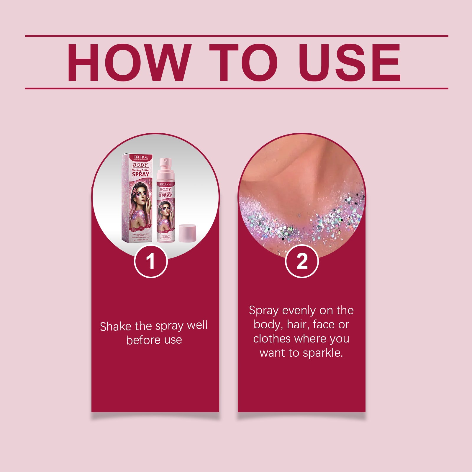 Glitter Highlighter Spray for Face Body Hair and Clavicle Glow