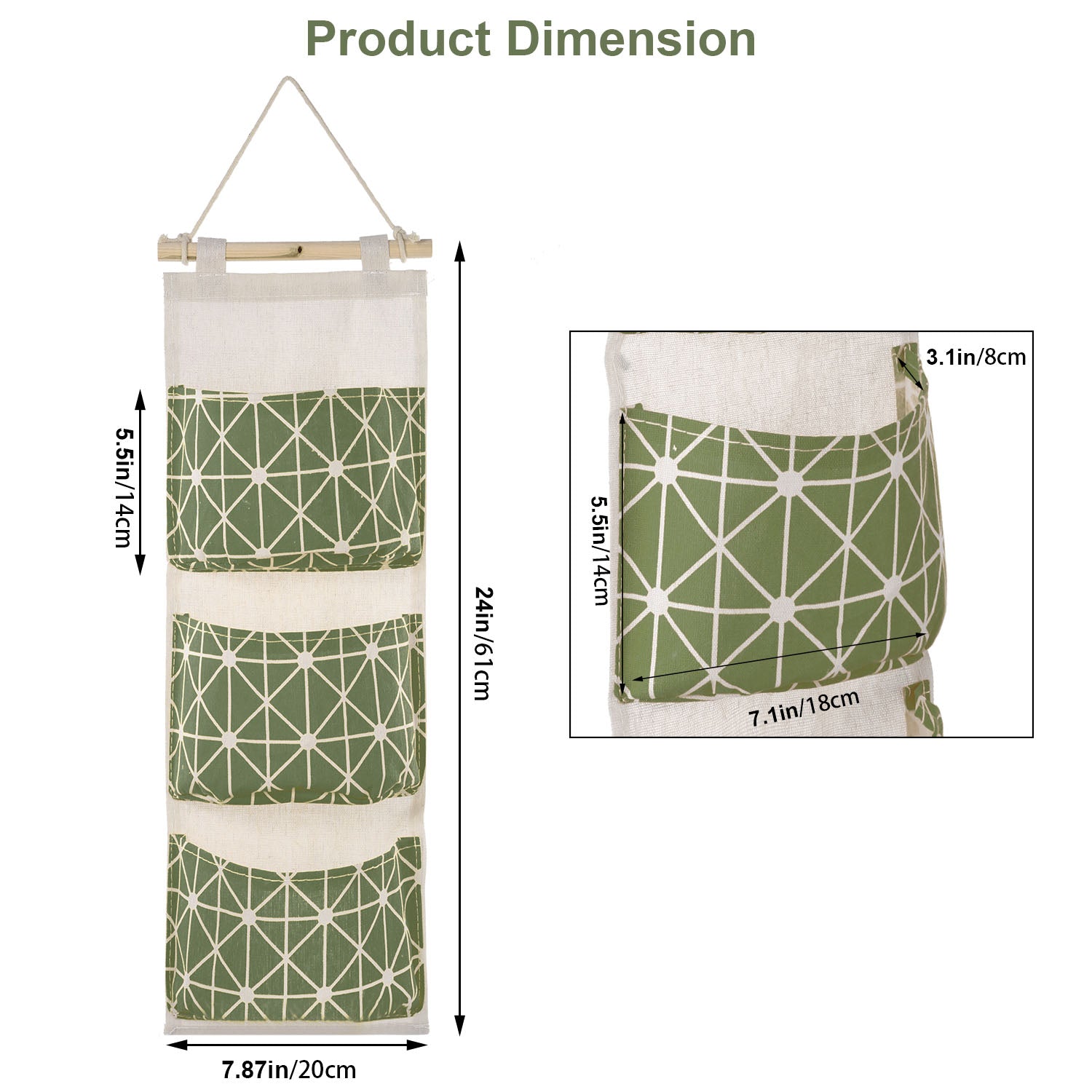 Wall Mounted Hanging Storage Organizer 3 Pocket Waterproof Bag