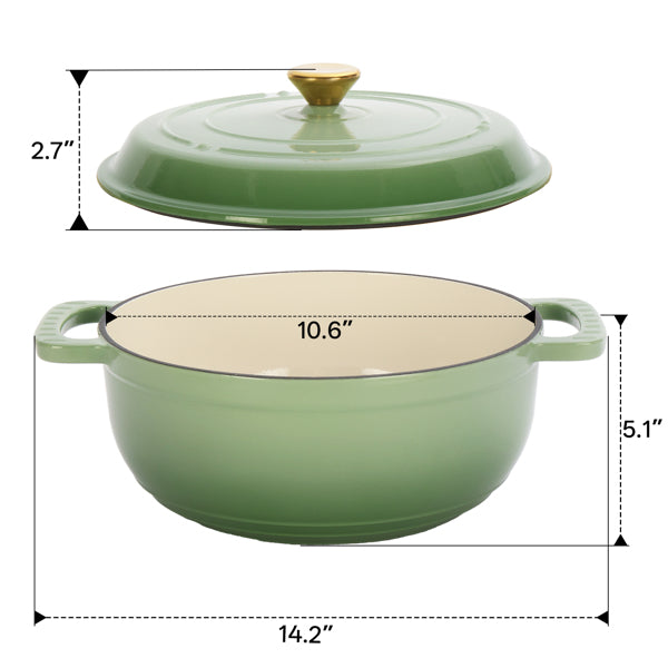 6QT Enameled Cast Iron Dutch Oven Pot with Lid and Silicone Gloves