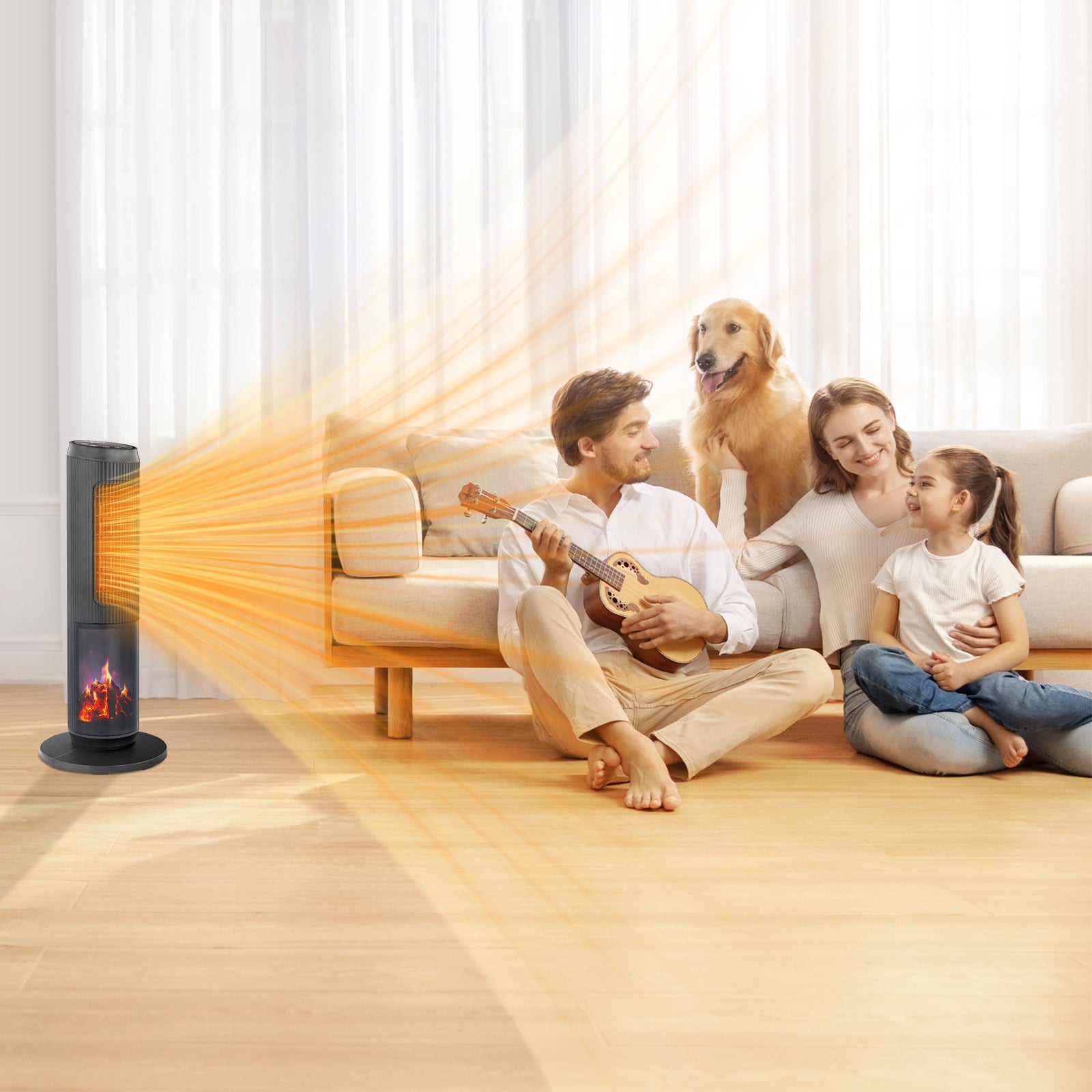 25 Inch Tower Space Heater with Remote and Oscillation