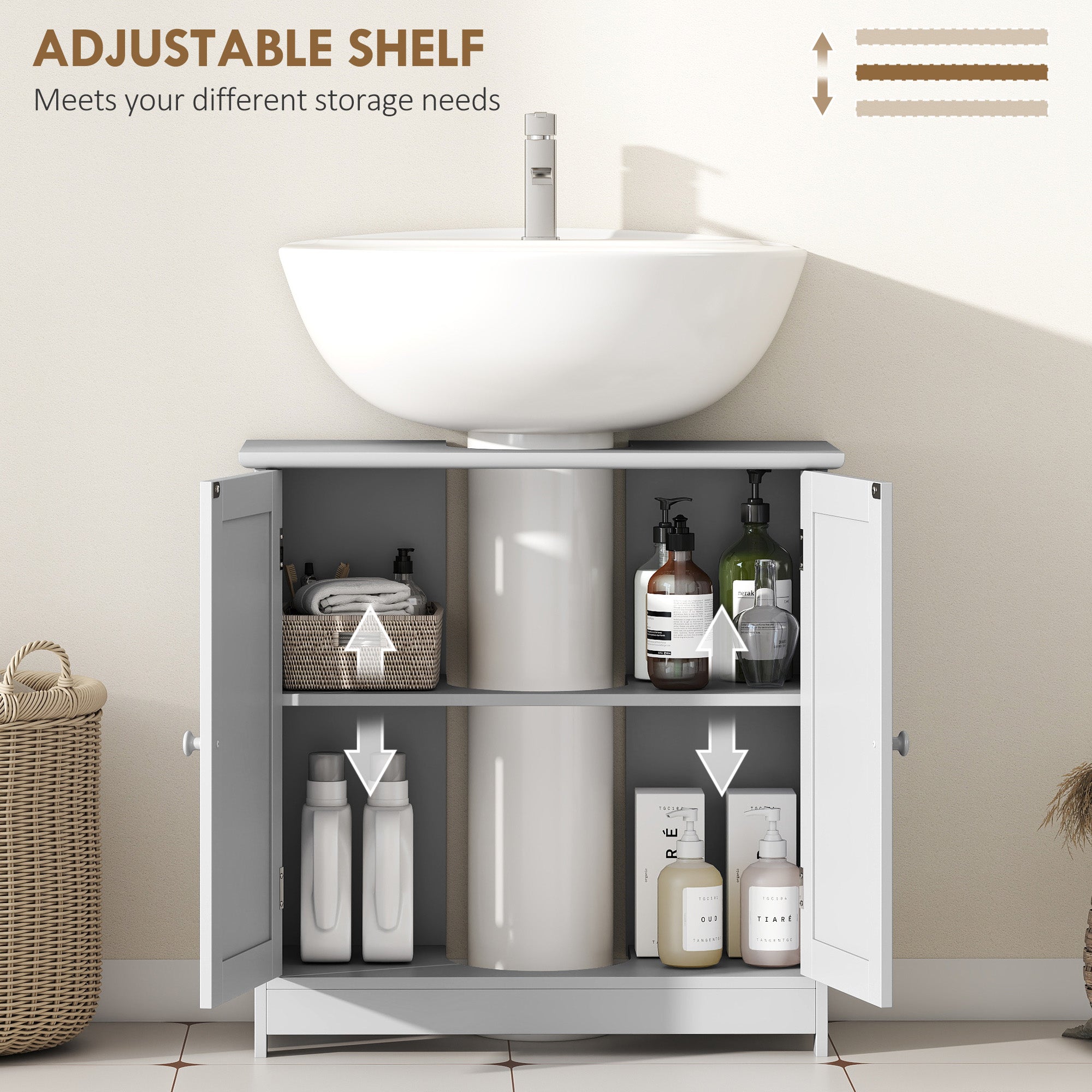 Bathroom Vanity Cabinet Under Sink Storage with Adjustable Shelf
