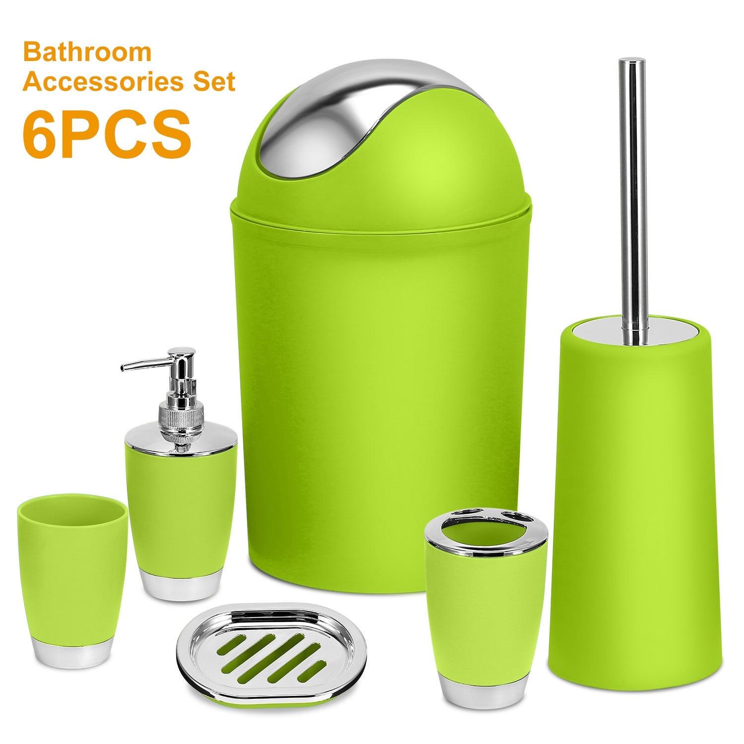 6 Piece Bathroom Accessories Set Soap Dispenser Trash Can