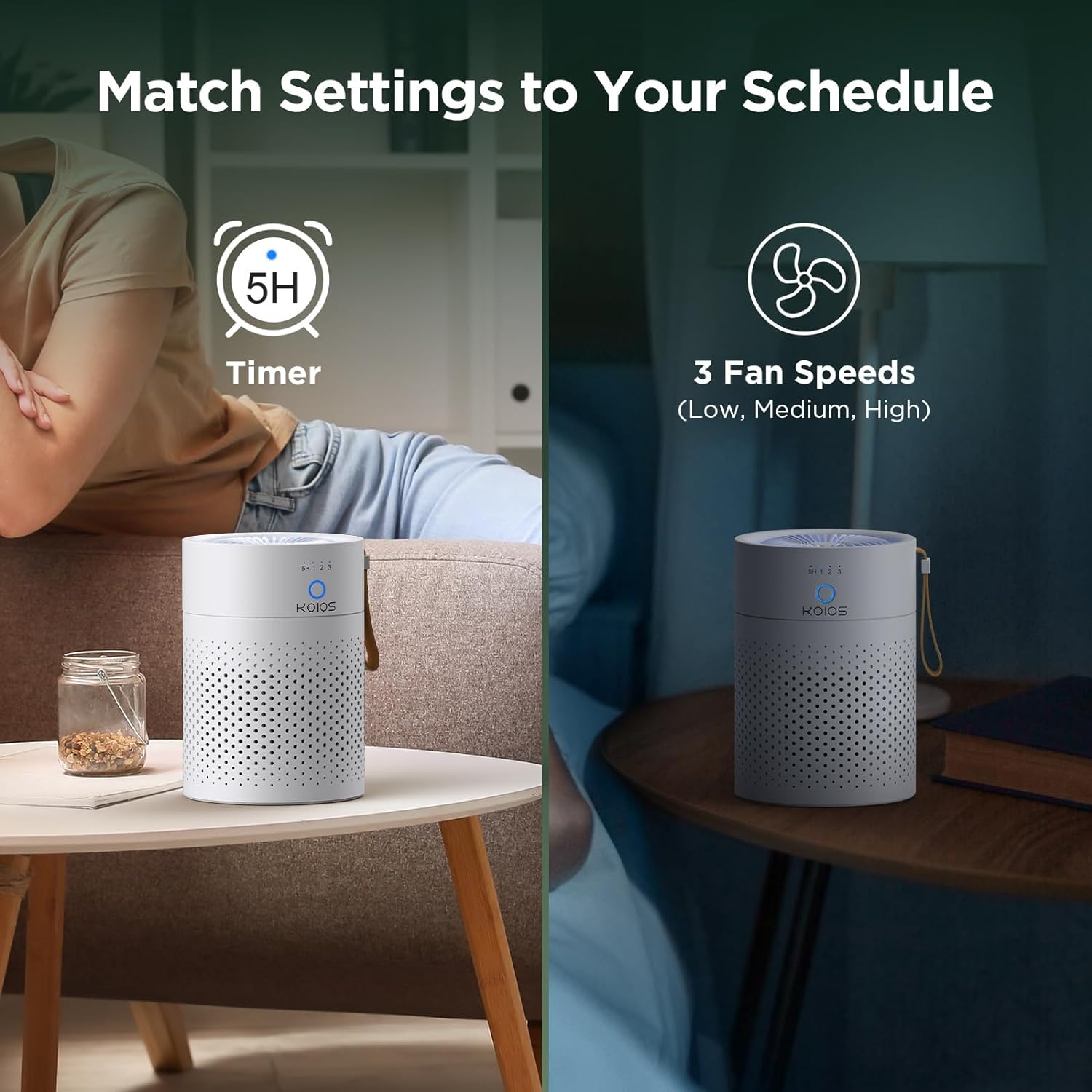 H13 True HEPA Air Purifier Quiet Portable Cleaner for Home Room