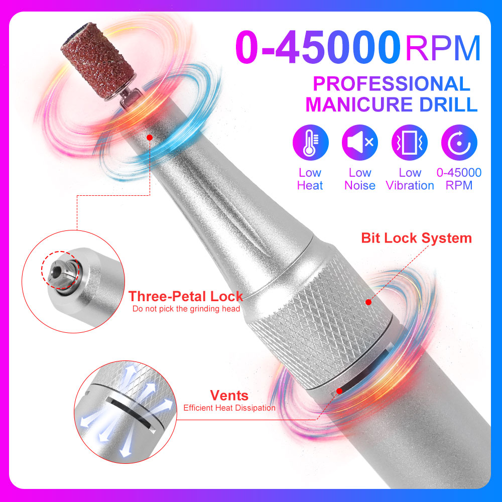 Professional 45000RPM Cordless Rechargeable Electric Nail Drill Machine