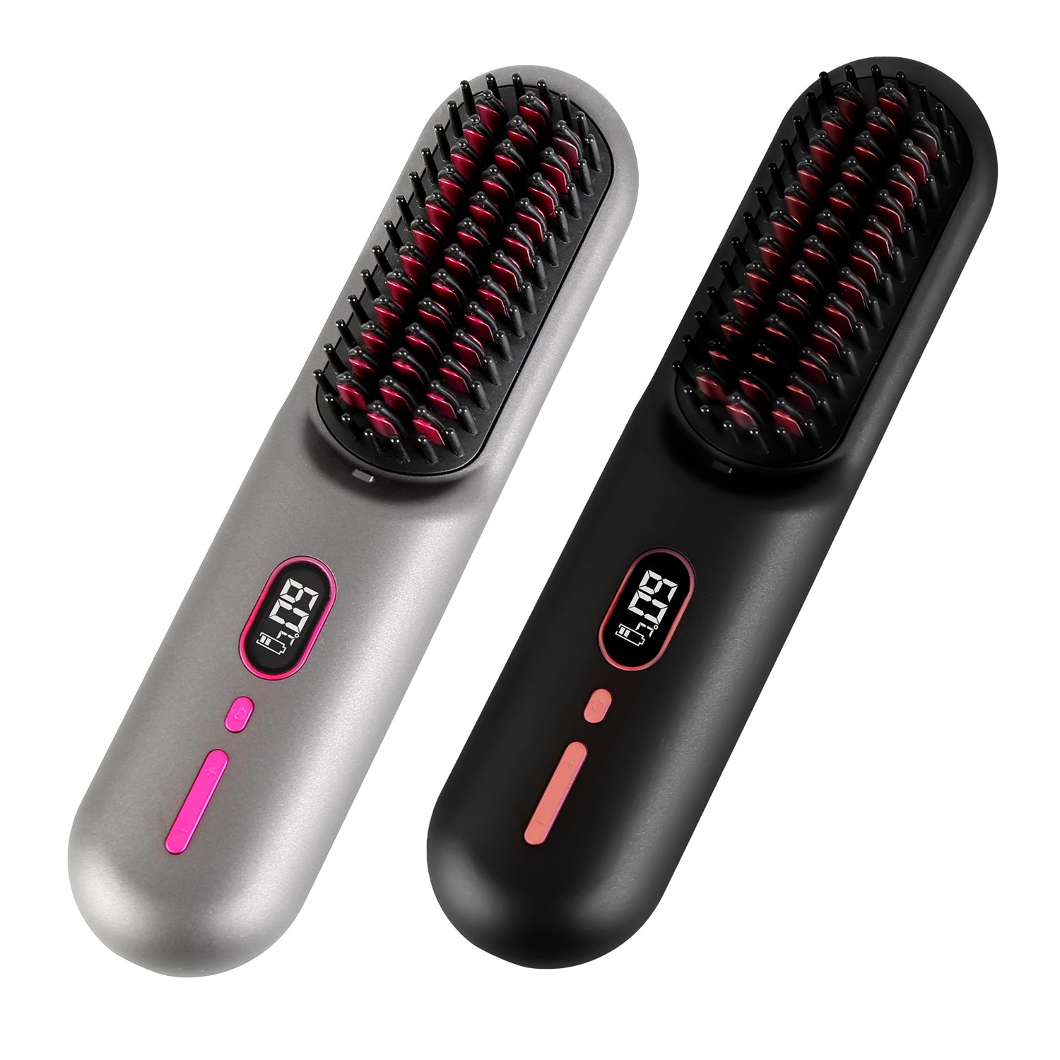 Cordless Negative Ion Hair Straightener Brush Mini LCD Styling Comb