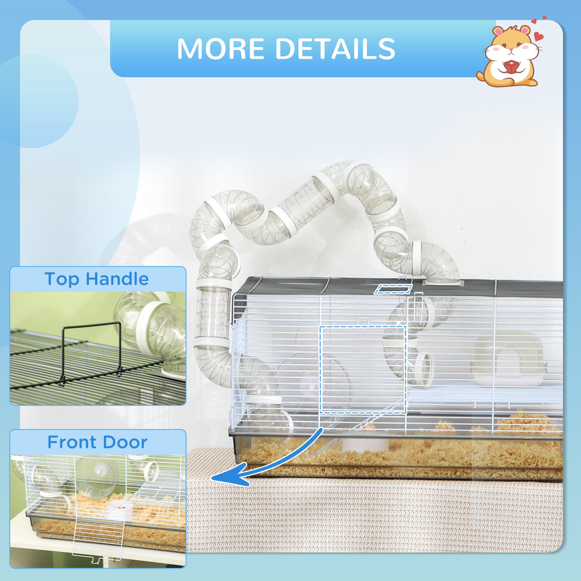 Premium Small Animal Cage with Tubes Wheel Bottle and Dish