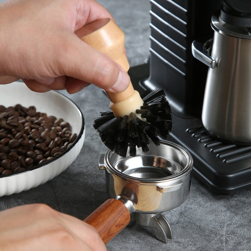 2pcs Coffee Machine Cleaning Brush Wooden Handle Nylon Bristles