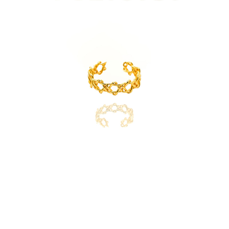 Luxury 24K Gold Adjustable Ring – Vintage Celtic Knot Band