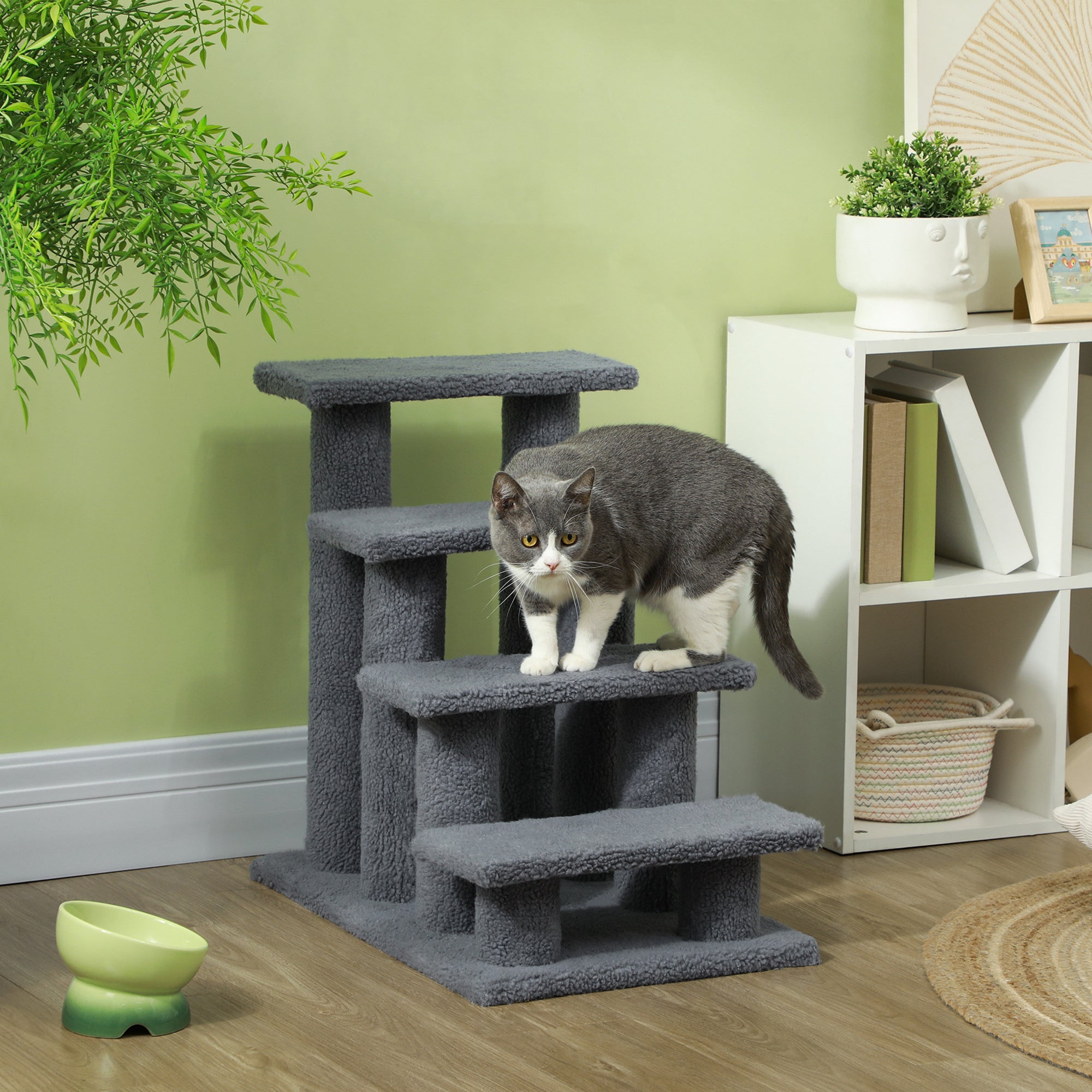 25-Inch 4-Step Cat Scratching Stairs – Multi-Level Carpeted Cat Climber for Indoor Cats