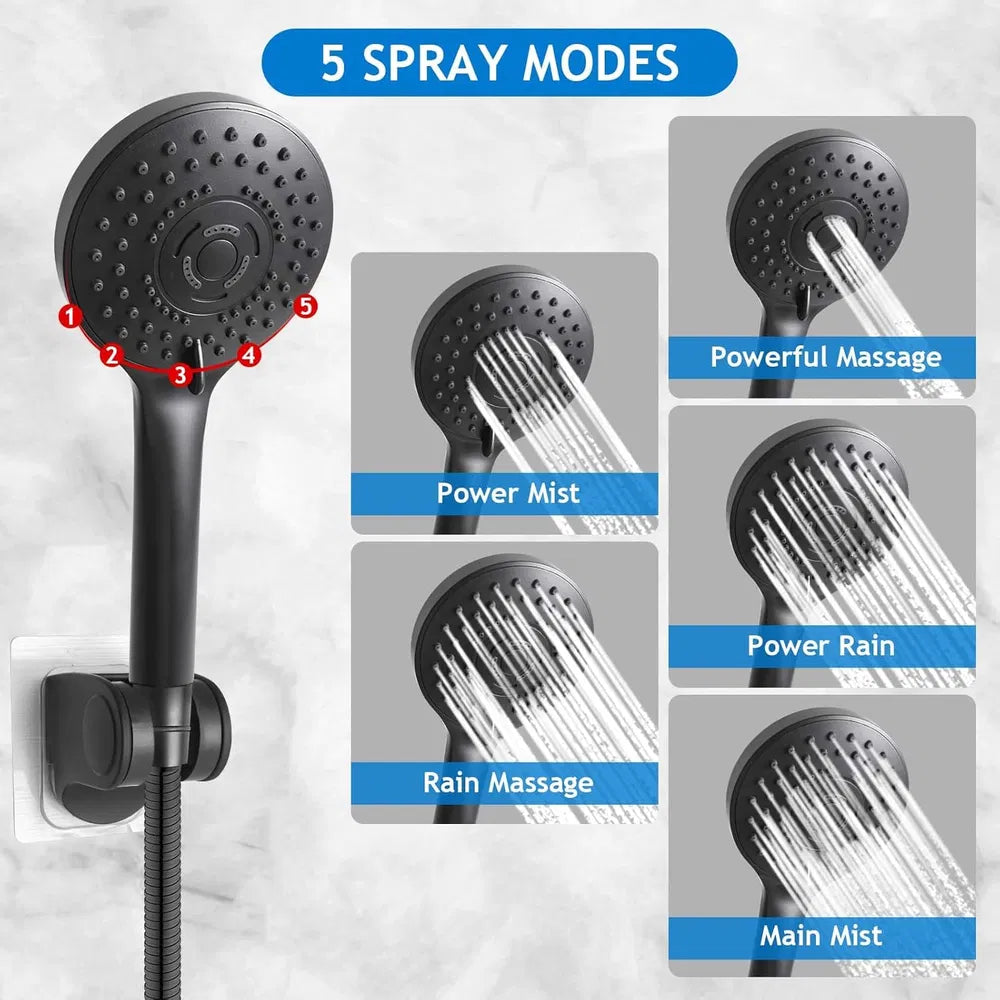 8 Inch Rain Shower Head Combo With Handheld Matte Black