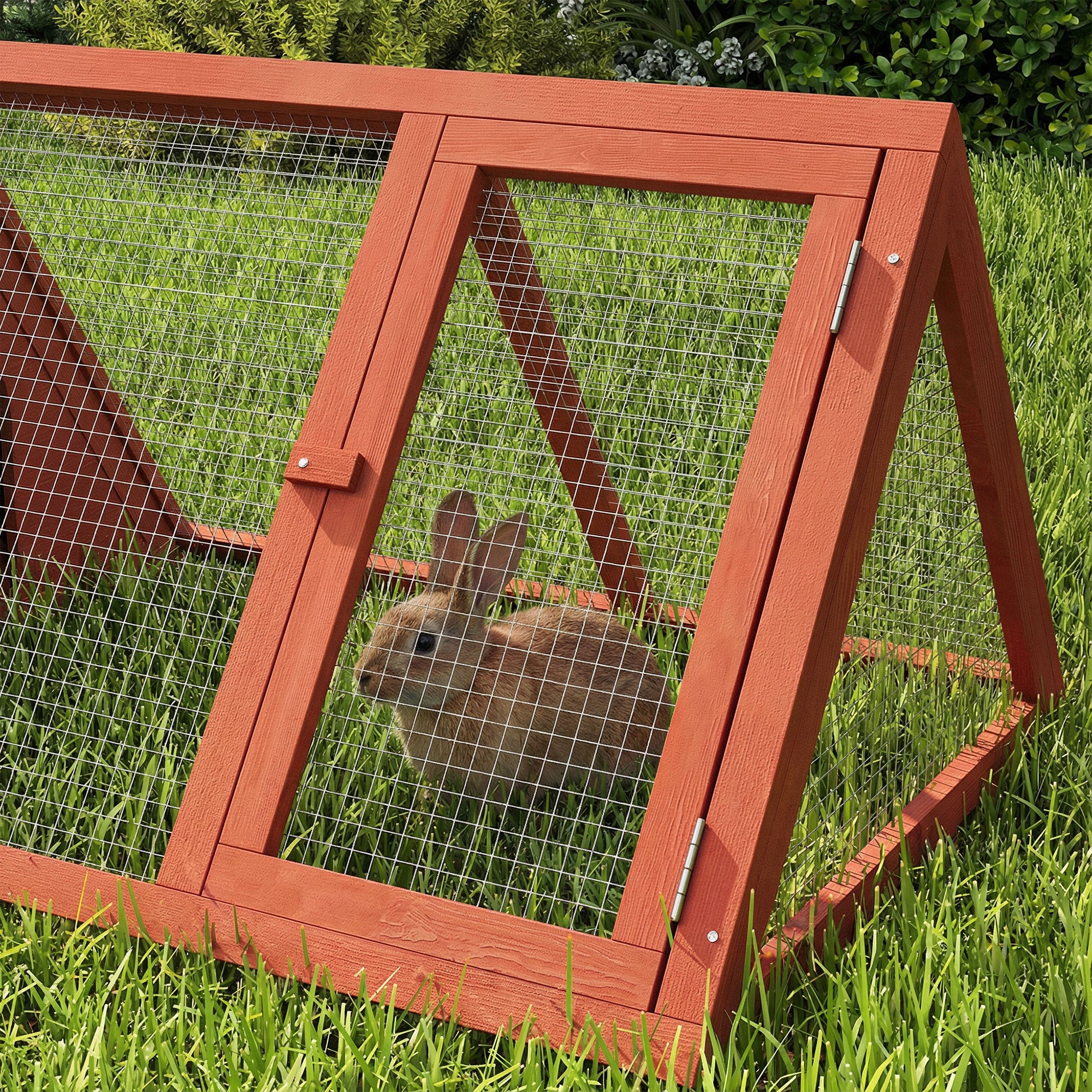 Wooden Rabbit Hutch with Run – Outdoor Bunny & Small Animal House with Doors