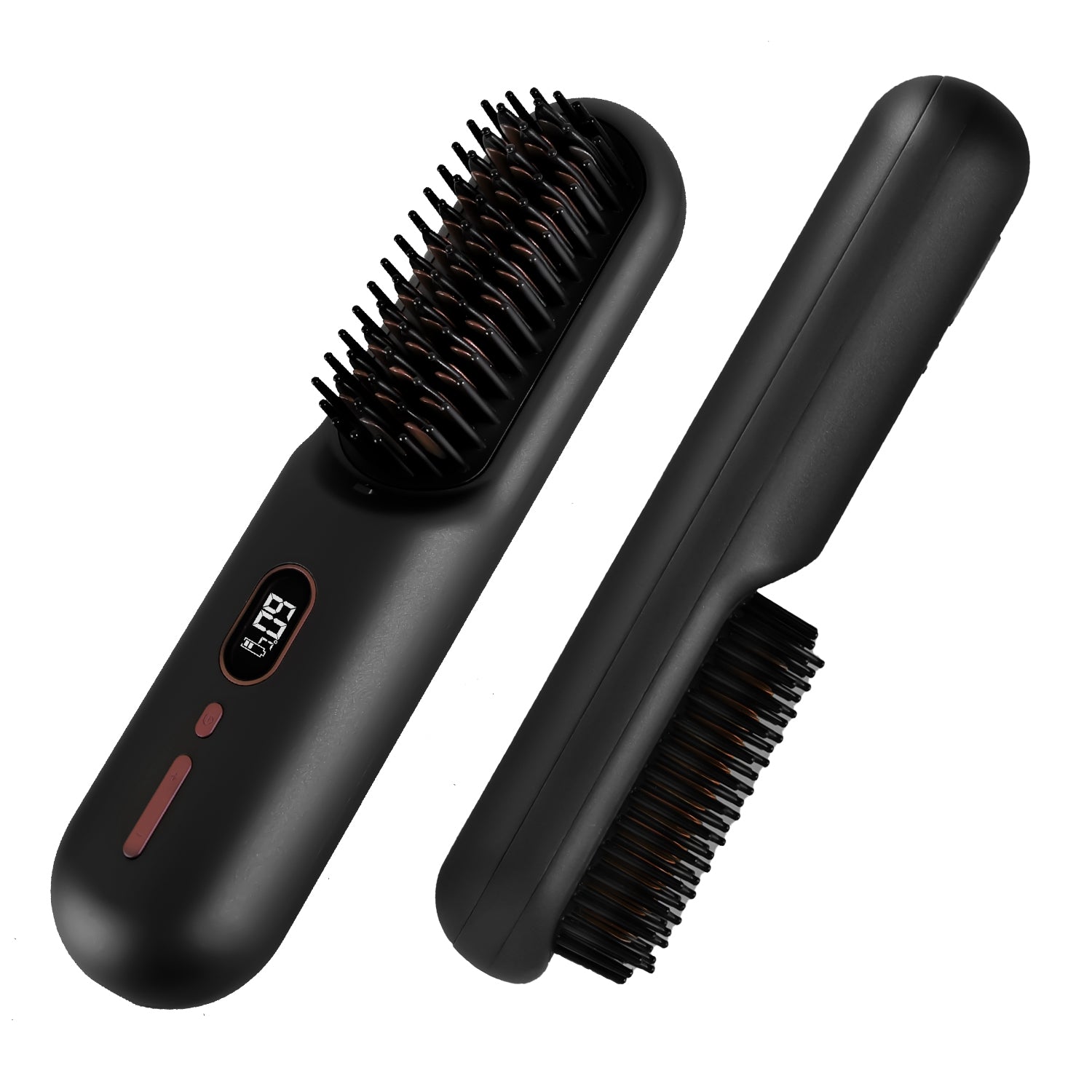 Cordless Negative Ion Hair Straightener Brush Mini LCD Styling Comb