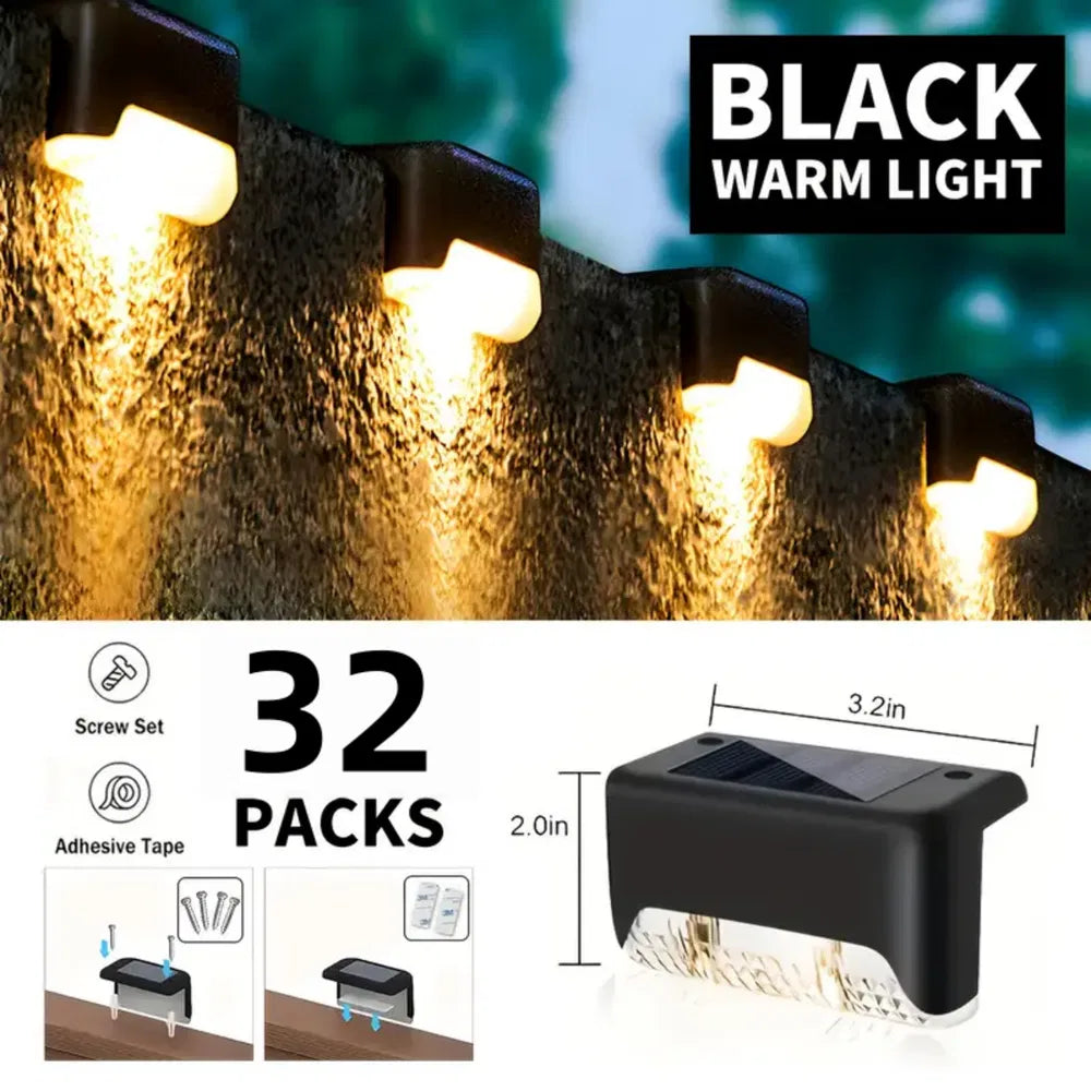 Solar Deck Lights Outdoor 16 Pack Waterproof LED Step Lights Warm