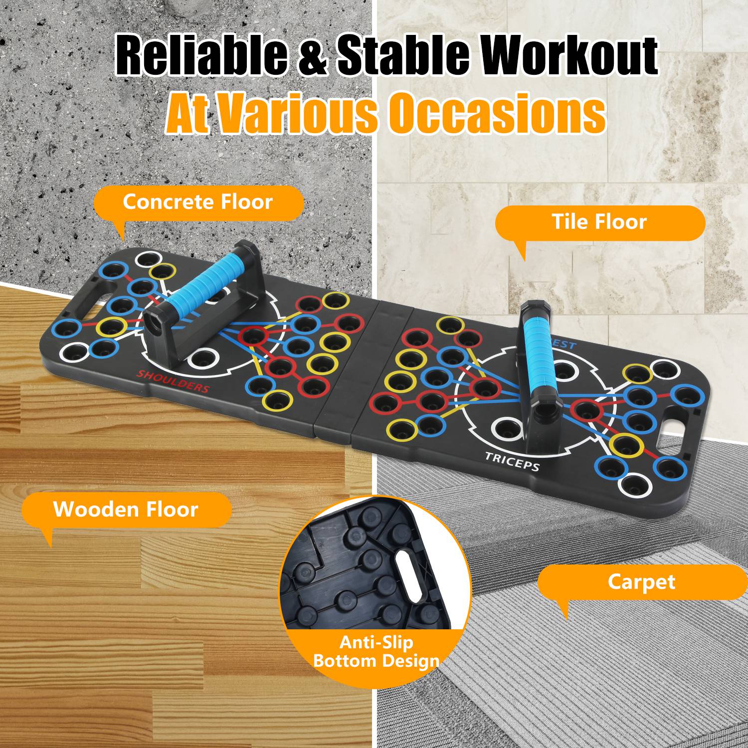 Push Up Board Home Gym Equipment & 15 Fitness Accessories for Full Body Workout