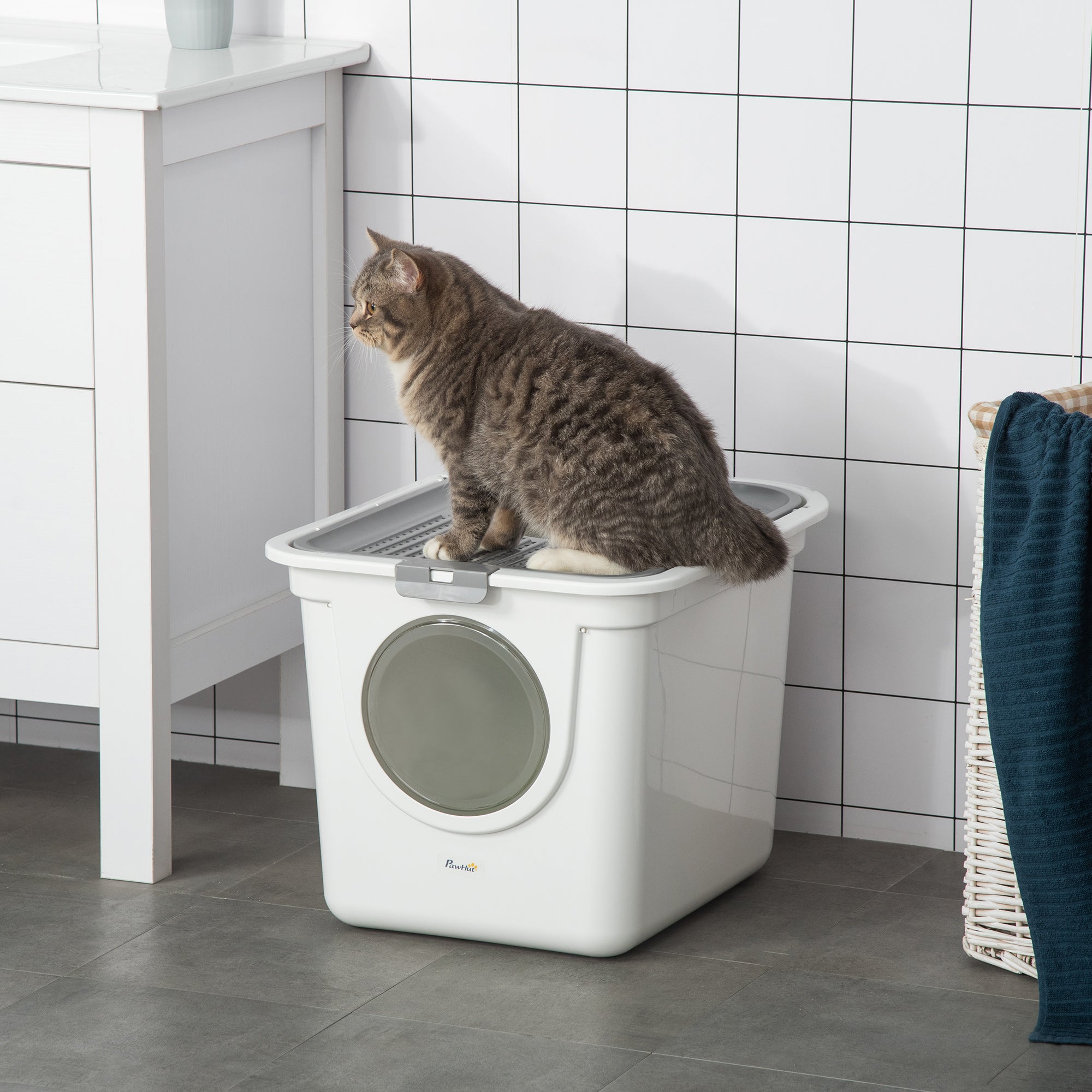 Premium Covered Cat Litter Box with Top Exit and Odor Control