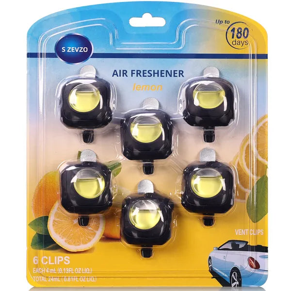 6-Pack Lemon Scent Car Vent Clip Air Freshener Long Lasting