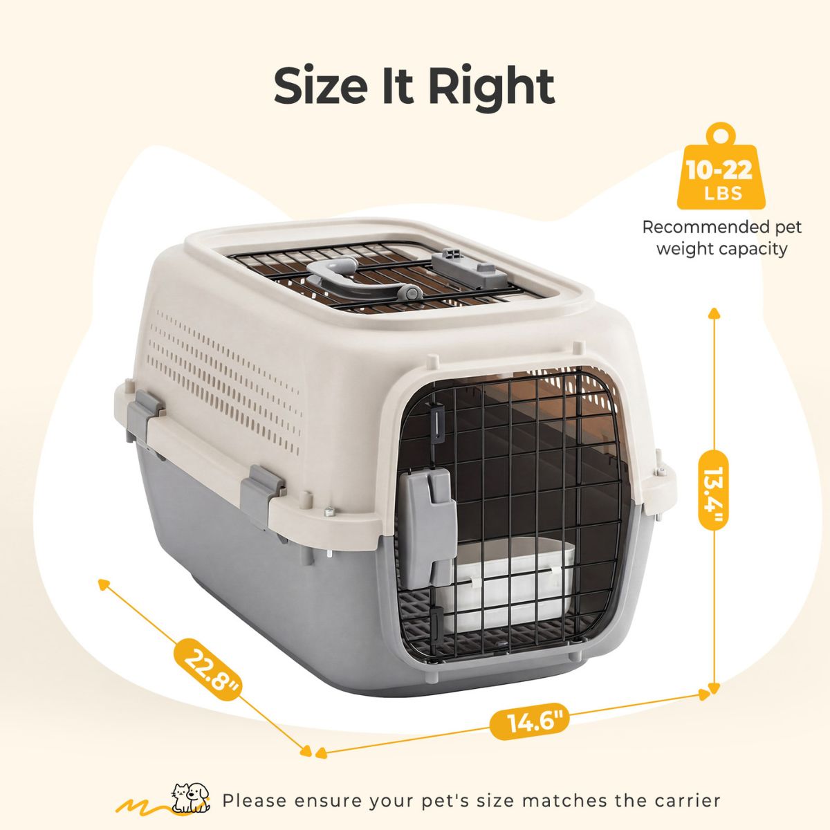 Hard-Sided Pet Carrier for Dogs & Cats – Airline Approved Travel Crate with Ventilation