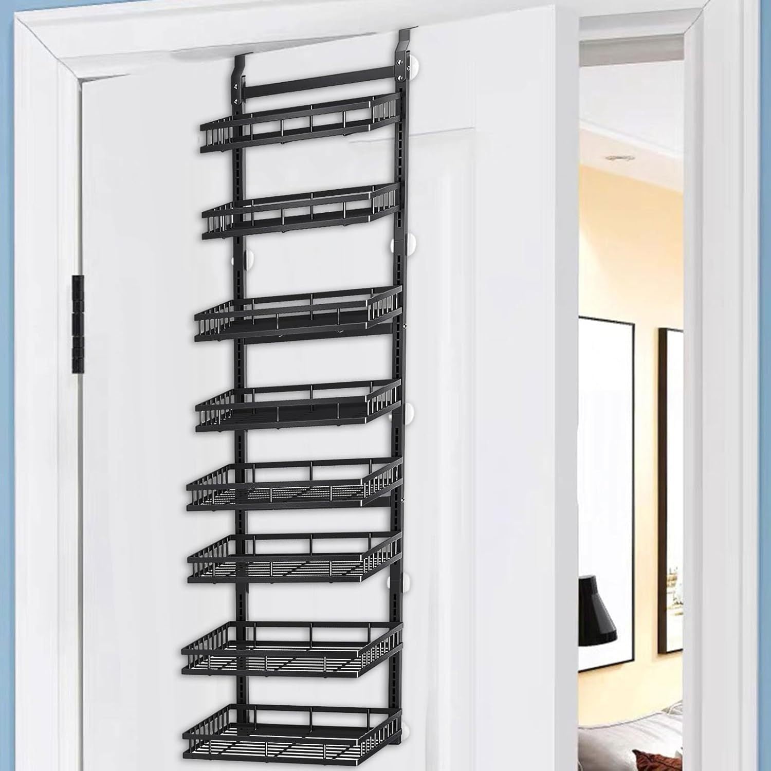 Behind Door Storage Rack Metal Hanging Spice Organizer Adjustable