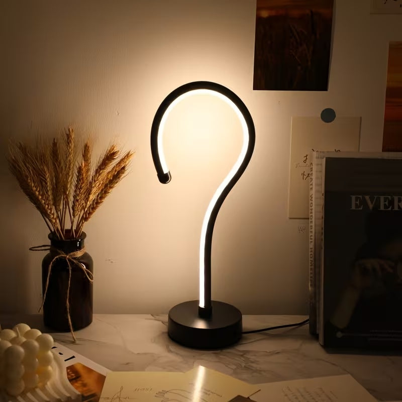 Creative Question Mark Table Lamp USB 3 Color Dimming LED Set