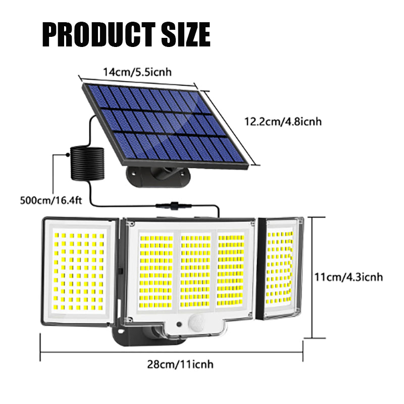 Ultra Bright Solar Motion Lights Outdoor 3-Head Waterproof LED