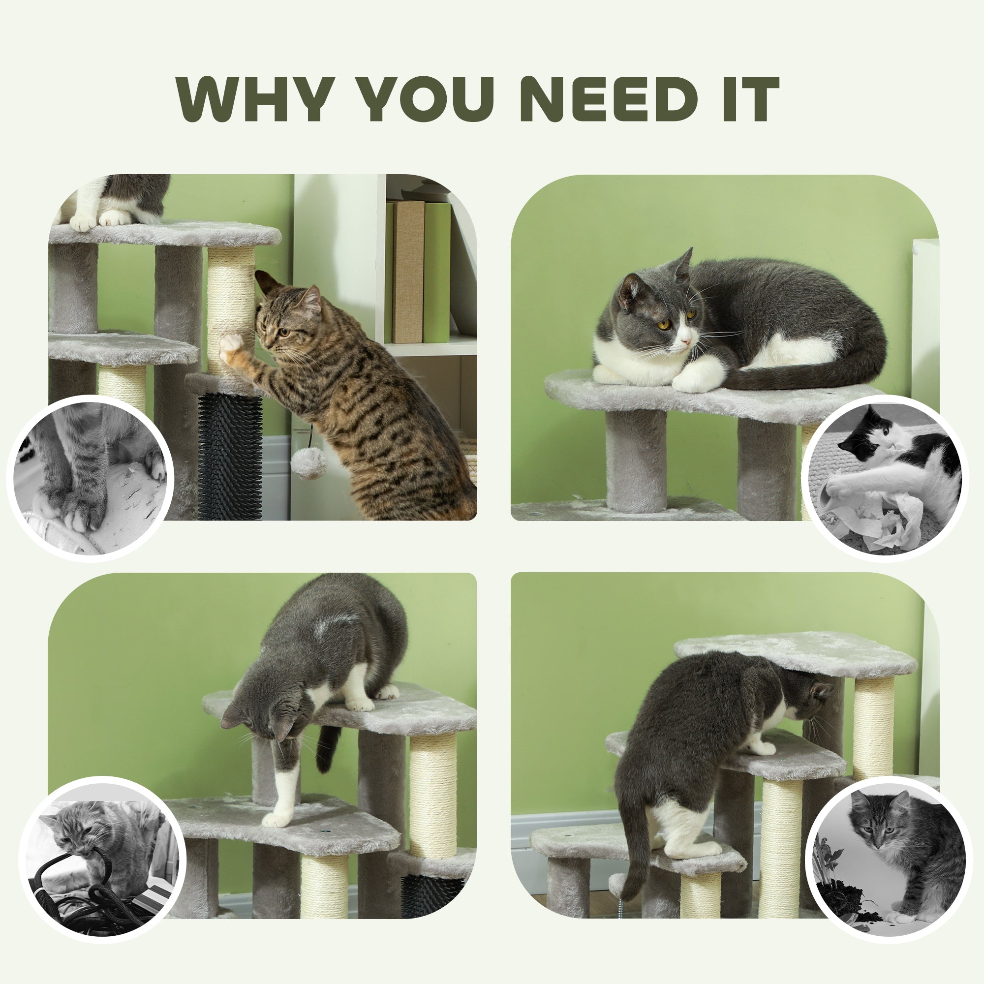 Premium 2 in 1 Cat Tree Tower with Stairs and Scratching Posts