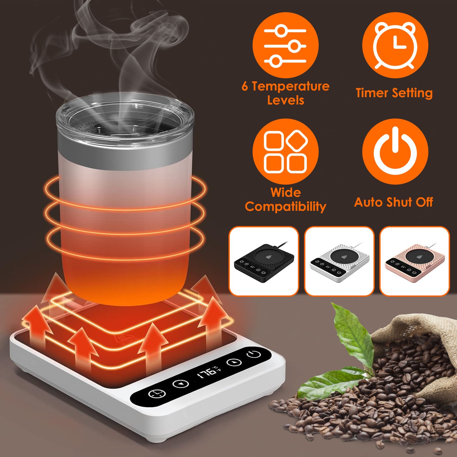 Smart Mug Warmer with 6 Temperature Levels