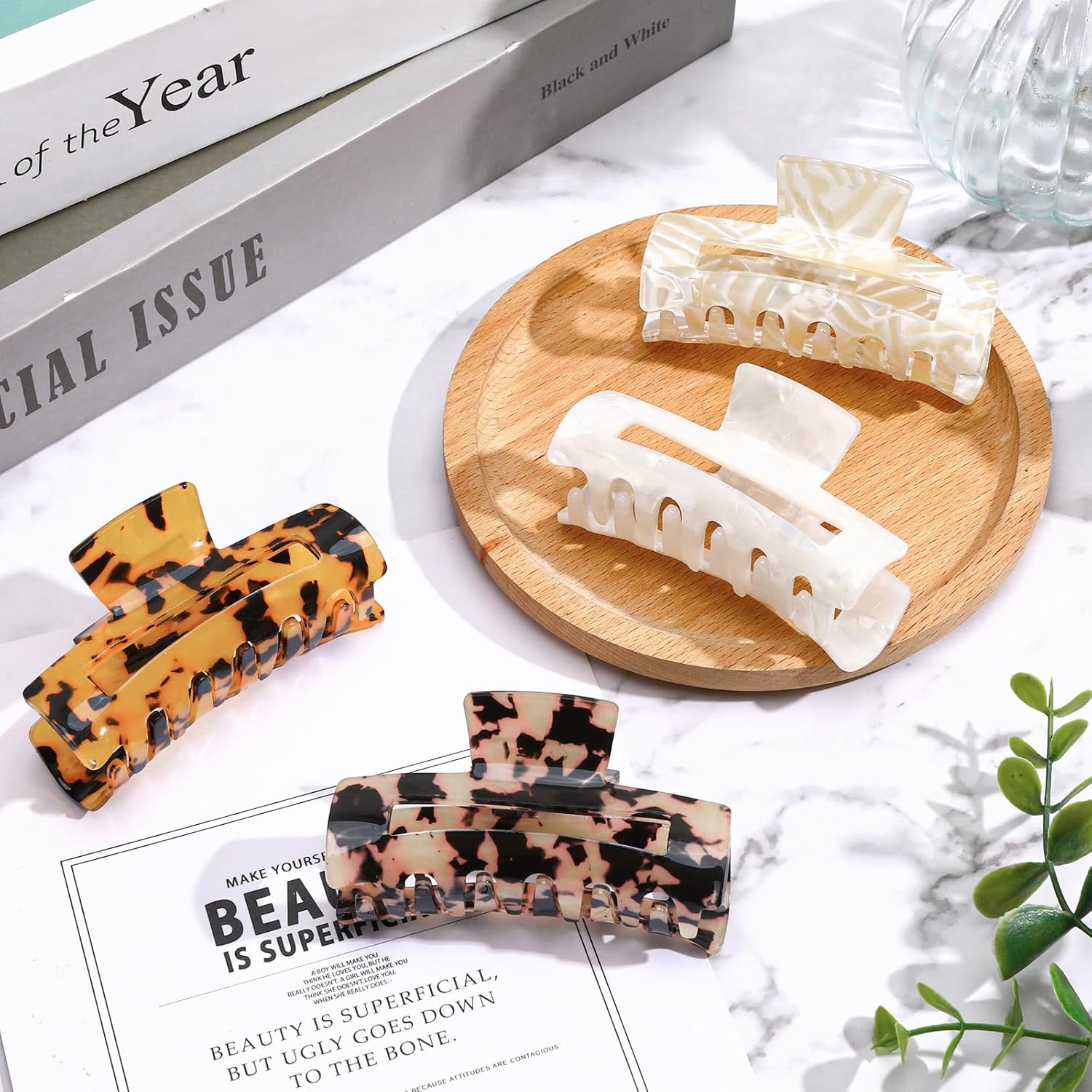 4PCS Tortoise Hair Claw Clips Strong Hold Banana Clips
