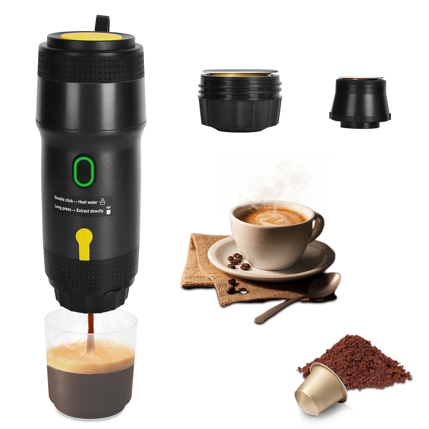 Portable Cordless Espresso Machine for Travel Car Camping Use