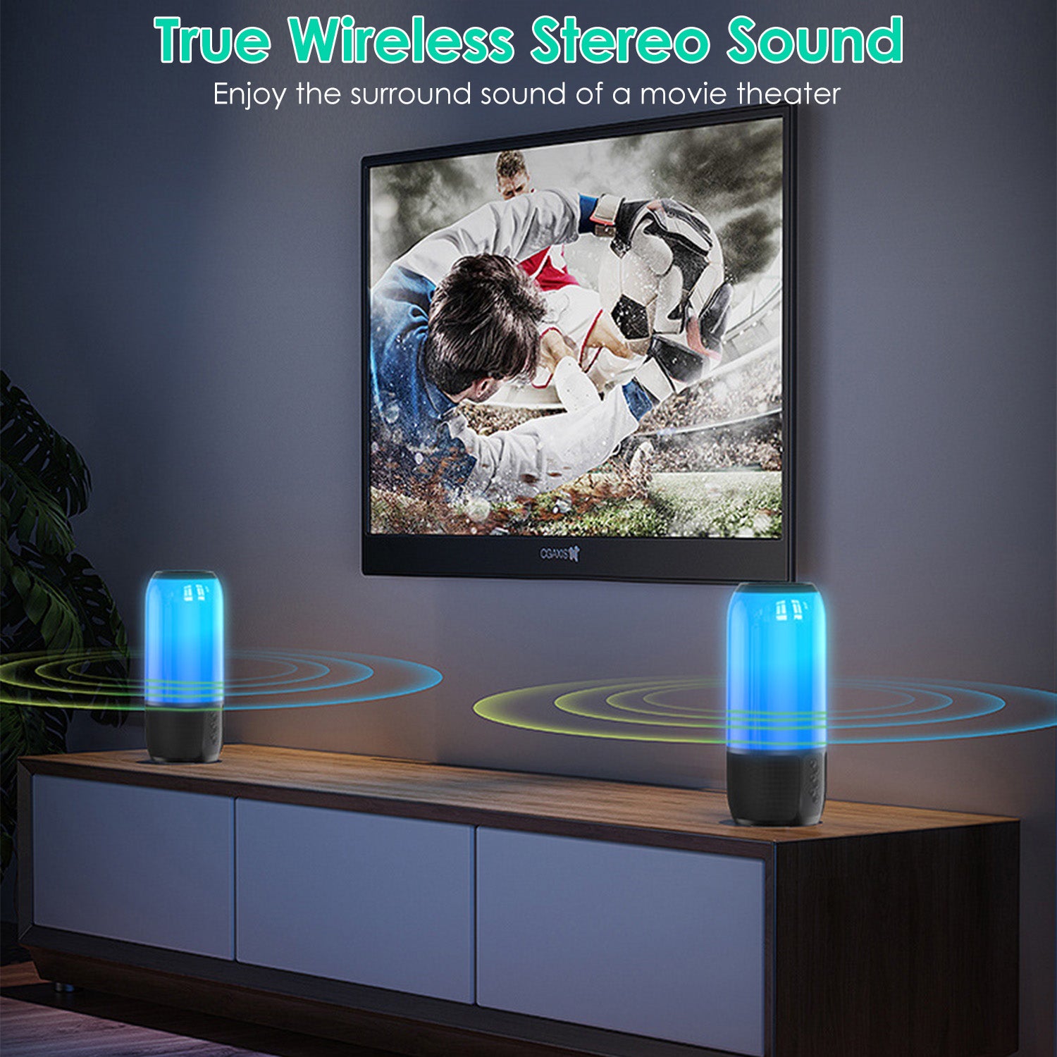 Wireless Portable Speaker Loud Stereo with Color Lights Radio
